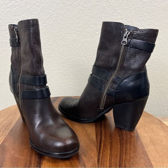 Kork-Ease Women’s Size 7 Brown Leather Anki Triple Belt Mid Moto Ankle Boots - Picture 8 of 14